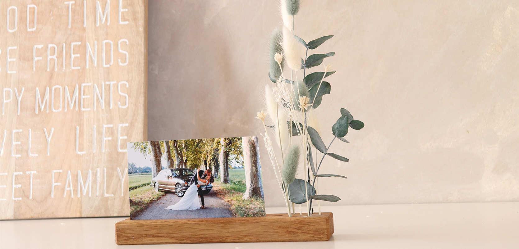 Porte photo en fleurs séchées